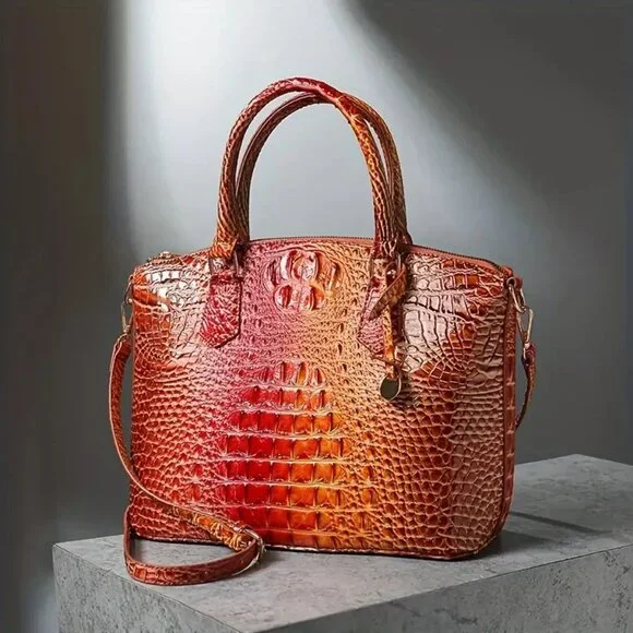 Stunning Gradient Crocodile Pattern Handbag Crossbody Purse for Women - Picture 3 of 6